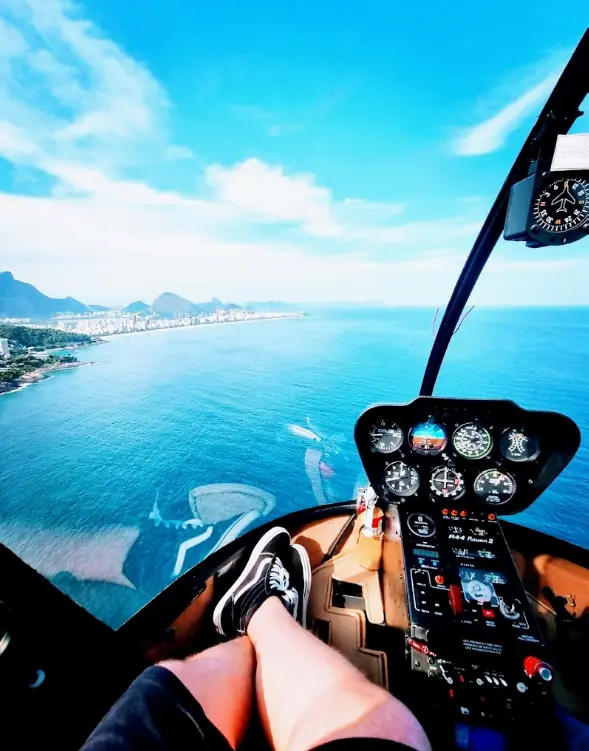 Rio shoreline through the helicopter window