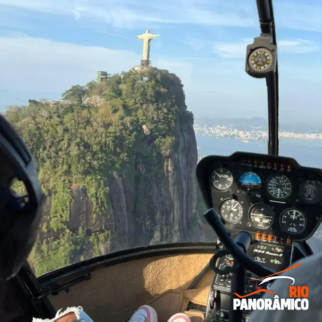 Christ the Redeemer seen from inside the helicopter