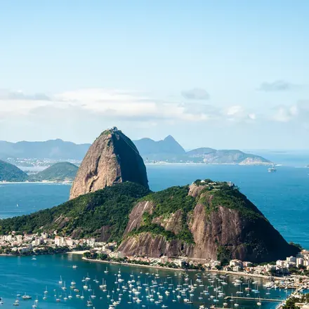 Sugarloaf Mountain and Guanabara Bay seen from above